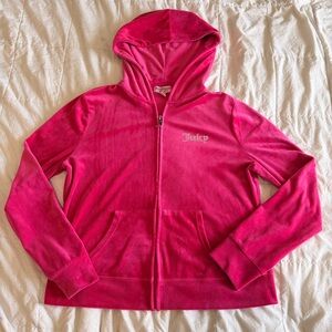 Y2K Juicy Couture Pink Velour Zip Up Hoodie Size L